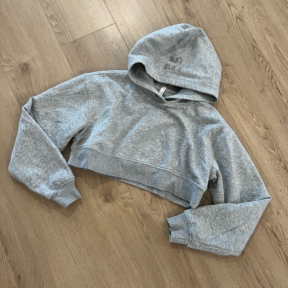 FREE PEOPLE MOVEMENT “Where I’m At” Gray Cropped Hoodie sweatshirt Size S